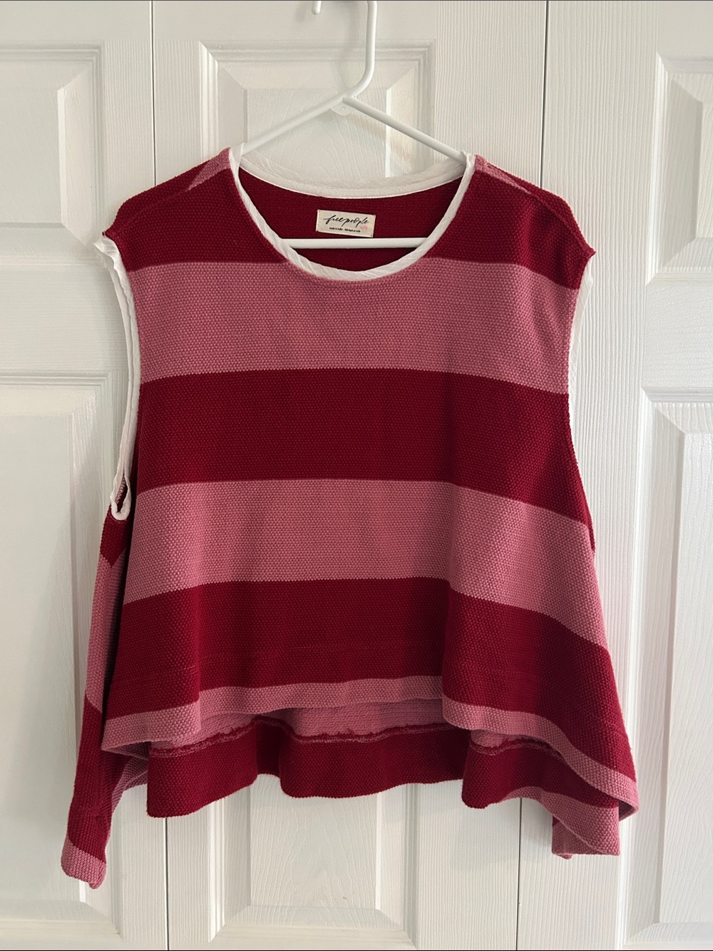 Free People Striped Sleeveless Knit Tank - Pink & Burgundy